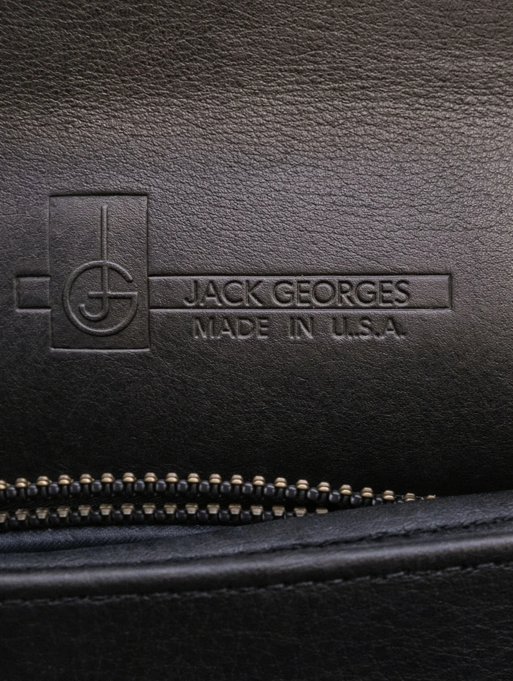 Vintage Jack Georges Black Leather Briefcase Messenger Bag Made in USA Turn Lock